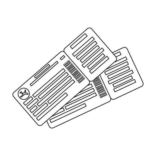 Ícone de dois bilhetes de avião em estilo esboço isolado no fundo branco. Ilustração do vetor do estoque do símbolo do resto e da viagem . — Vetor de Stock