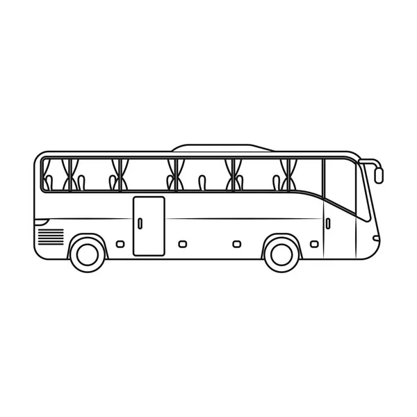 Yeşil tur otobüs simgesi beyaz arka plan üzerinde izole anahat tarzı. Dinlenmek ve sembol stok vektör çizim seyahat. — Stok Vektör