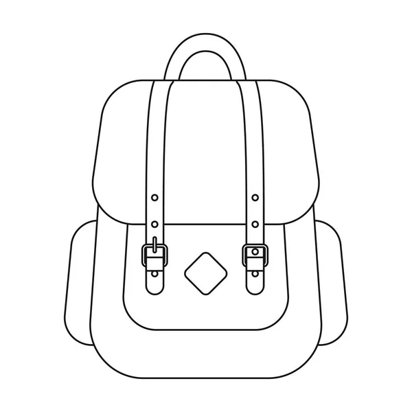 Bokovky ikonu batoh ve stylu osnovy izolovaných na bílém pozadí. Hipster stylu symbol akcií vektorové ilustrace. — Stockový vektor