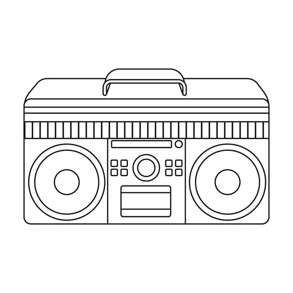 Icona Boombox in stile contorno isolato su sfondo bianco. Illustrazione vettoriale stock simbolo stile hipster . — Vettoriale Stock