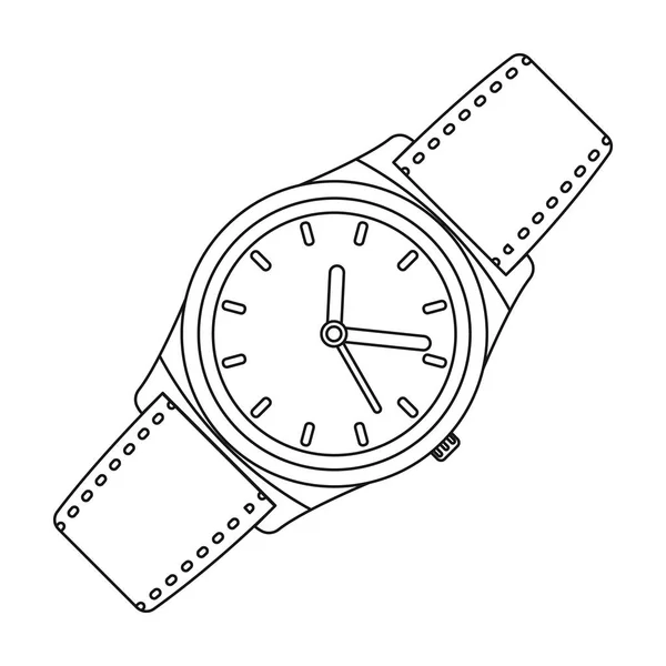 Klassieke pols horloge pictogram in kaderstijl geïsoleerd op een witte achtergrond. Hipster stijl symbool voorraad vectorillustratie. — Stockvector