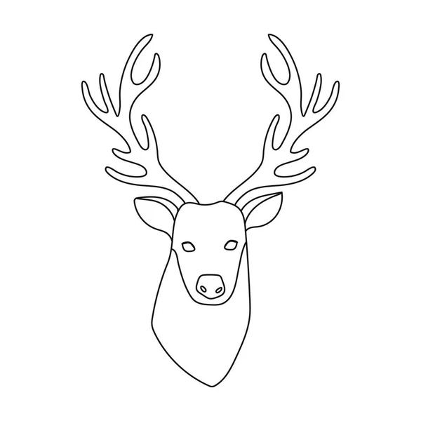 Icono de cabeza de ciervo en estilo de contorno aislado sobre fondo blanco. Hipster estilo símbolo stock vector ilustración . — Vector de stock
