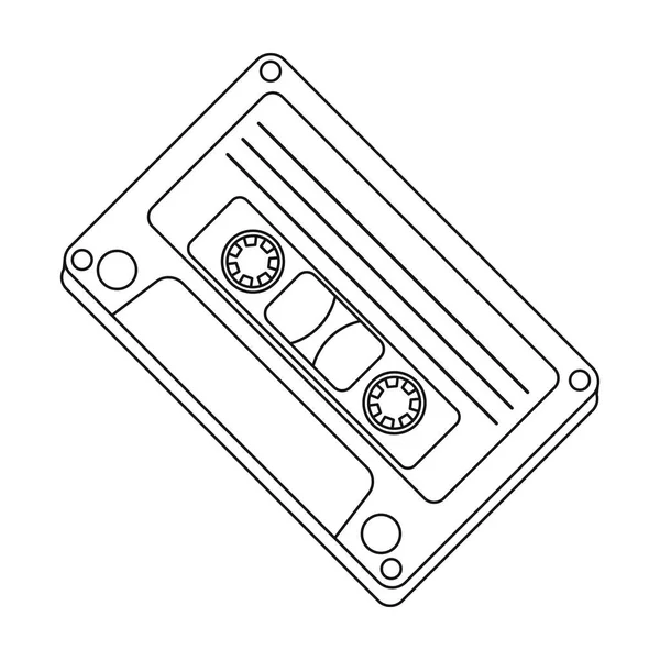 Kaseta magnetofonowa ikona stylu kontur na białym tle. Hipster styl symbol wektor ilustracja. — Wektor stockowy