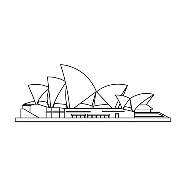 Het pictogram van de Sydney Opera House in kaderstijl geïsoleerd op een witte achtergrond. Landen symbool voorraad vectorillustratie. — Stockvector
