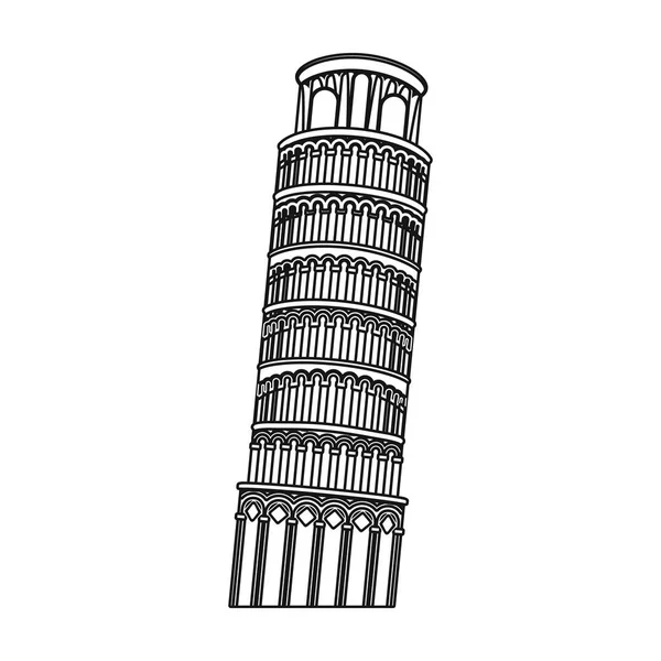Пизанская башня в Италии икона в очертаниях стиля изолированы на белом фоне. Символическая векторная иллюстрация стран . — стоковый вектор