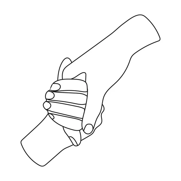 Ręce przytrzymując ikonę w stylu konspektu na białym tle. Miłości i darowizny symbol Stockowa ilustracja wektorowa. — Wektor stockowy