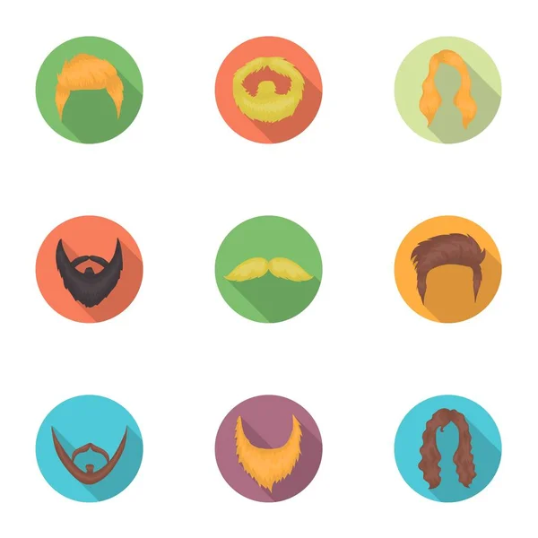 Conjunto de ícones de barba em estilo plano. Grande coleção de ilustração de estoque de símbolo de vetor de barba —  Vetores de Stock