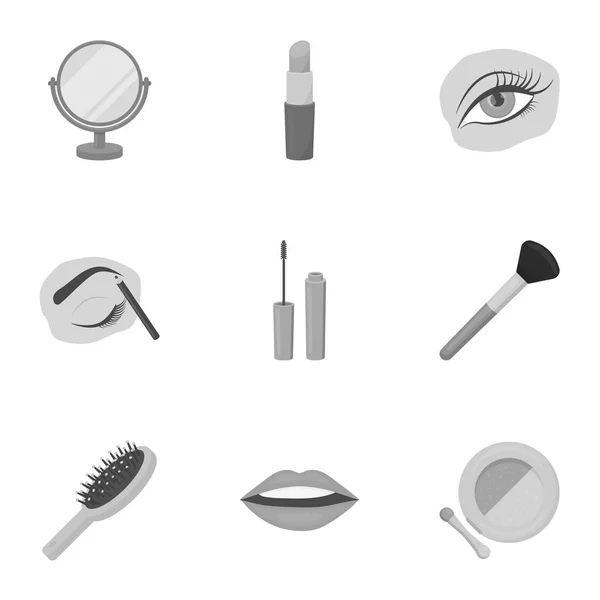 Make up set icone in stile monocromatico. Grande collezione di make up vettoriale simbolo stock illustrazione — Vettoriale Stock