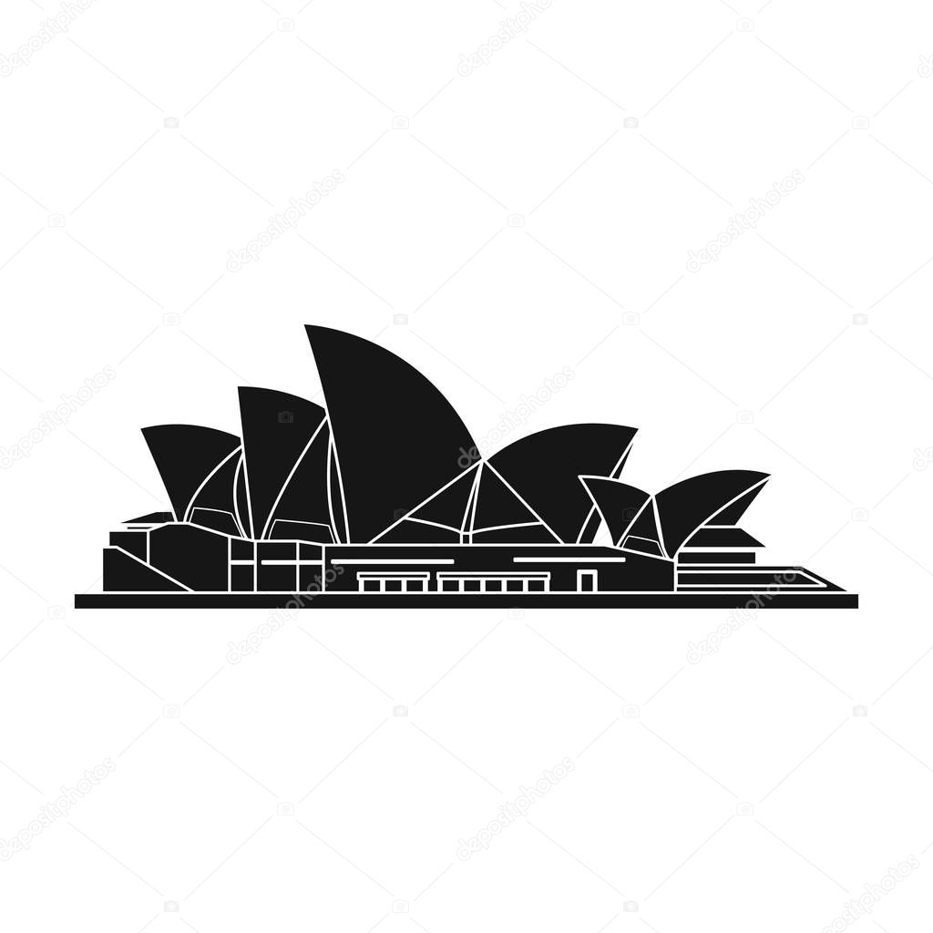 Sydney Opera House icon in black design isolated on white background. Countries symbol vector illustration.