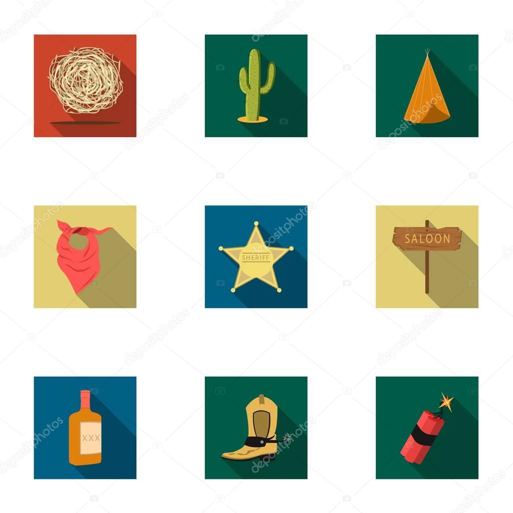Wild west set icons in flat style. Big collection of wild west vector symbol stock illustration