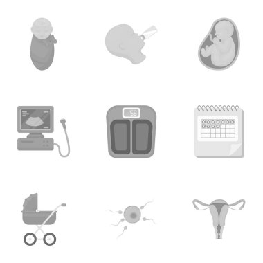 Gebelik, tek renkli bir tarzda Icons set. Gebelik vektör simge stok çizim büyük toplama