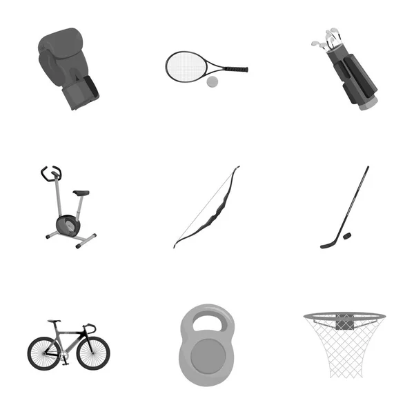 Sport- und Fitnesssymbole im monochromen Stil. Große Sammlung von Sport und Fitness Vektor Symbolstock Illustration — Stockvektor