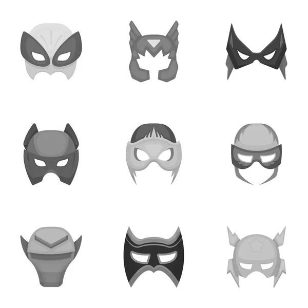 Szuperhős maszk készlet ikonok-ban fekete-fehér stílusban. Nagy gyűjteménye szuperhős maszk vektor szimbólum stock illusztráció — Stock Vector