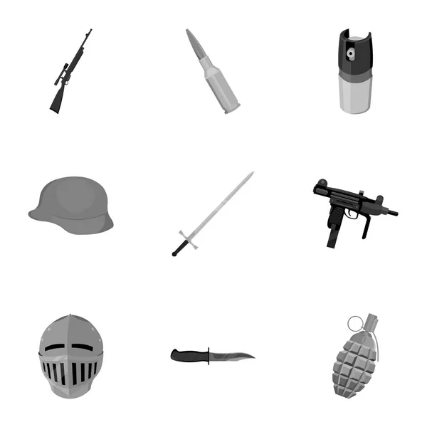 Set di armi icone in stile monocromatico. Grande collezione di arma vettoriale simbolo stock illustrazione — Vettoriale Stock