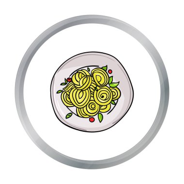 İtalyan spagetti makarna simgesi beyaz arka plan üzerinde izole karikatür tarzı. İtalya ülke sembol stok vektör çizim.