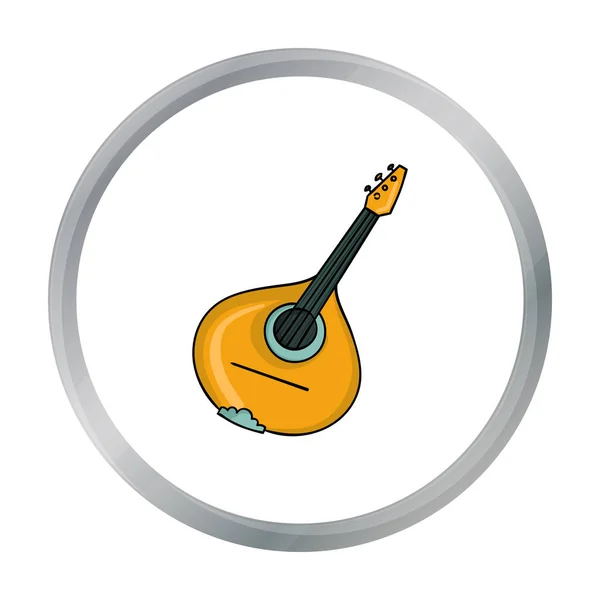 Italian mandolin icon in cartoon style isolated on white background. Italy country symbol stock vector illustration. — Stock Vector