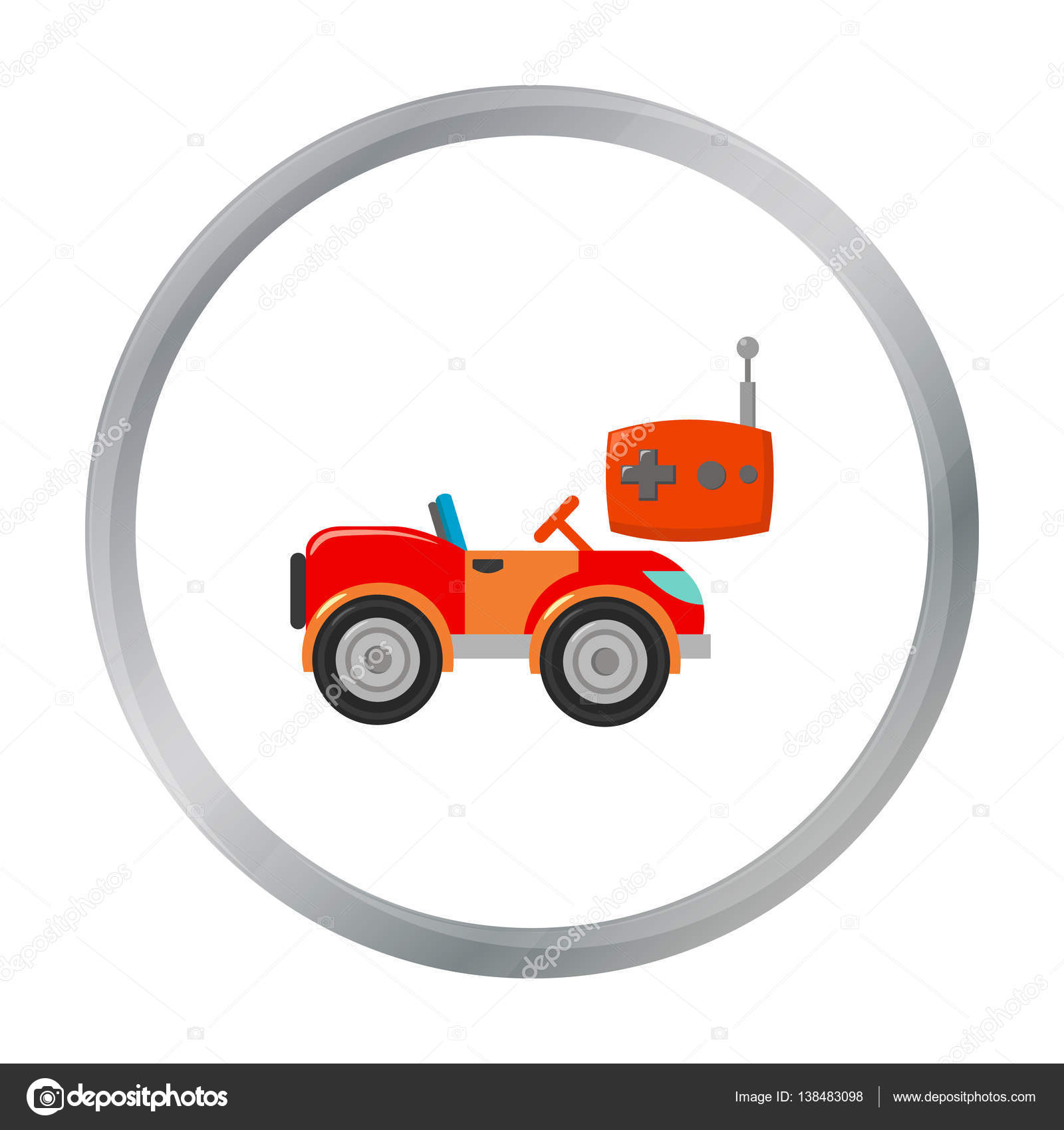 RC car icon in cartoon style isolated on white background. Play garden  symbol stock vector illustration. Stock Vector Image by ©PandaVector  #138483098