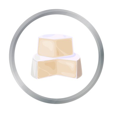 Yumuşak peynir simgesi beyaz arka plan üzerinde izole karikatür tarzı. Süt ürünü ve tatlı sembol stok illüstrasyon vektör.