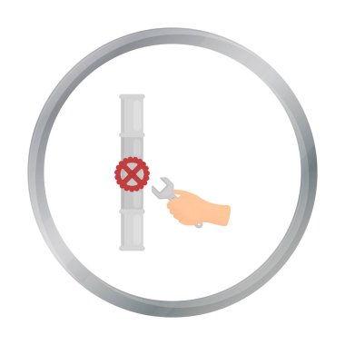 İngiliz anahtarı ve Vana simgesi beyaz arka plan üzerinde izole karikatür tarzı. Sıhhi tesisat sembol stok vektör çizim.