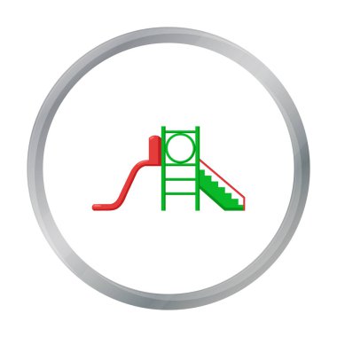 Bahçesi slayt simgesi beyaz arka plan üzerinde izole karikatür tarzı. Bahçe sembol stok vektör çizim oynamak.