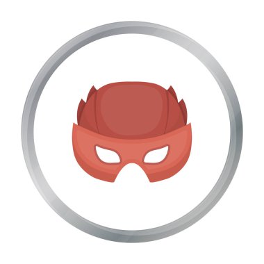 Tam baş beyaz arka plan üzerinde izole karikatür tarzı simgesinde maske. Süper kahraman s maskesi sembol stok vektör çizim.