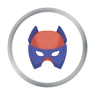 Tam baş beyaz arka plan üzerinde izole karikatür tarzı simgesinde maske. Süper kahraman s maskesi sembol stok vektör çizim.
