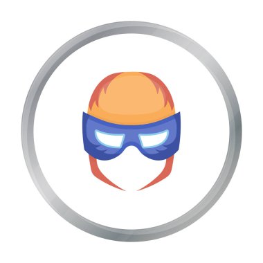 Tam baş beyaz arka plan üzerinde izole karikatür tarzı simgesinde maske. Süper kahraman s maskesi sembol stok vektör çizim.