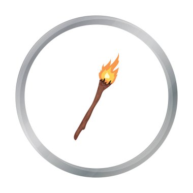 Meşale simgesi beyaz arka plan üzerinde izole karikatür tarzı. Taş Devri sembol stok vektör çizim.