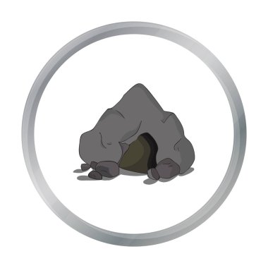 Beyaz arka plan üzerinde izole karikatür tarzı simgesinde mağara. Taş Devri sembol stok vektör çizim.