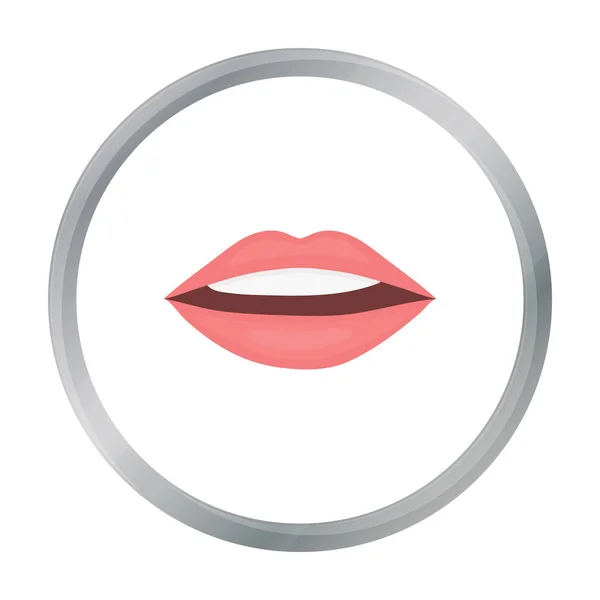Icono de labios en estilo de dibujos animados aislado sobre fondo blanco. Maquillaje símbolo stock vector ilustración . — Archivo Imágenes Vectoriales