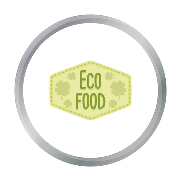 Eco-food icon in cartoon style isolated on white background. Label symbol stock vector illustration. — Stock Vector