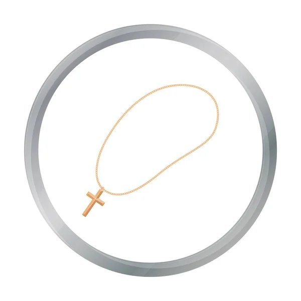 Icono de rosario cristiano dorado en estilo de dibujos animados aislado sobre fondo blanco. Joyería y accesorios símbolo stock vector ilustración . — Archivo Imágenes Vectoriales