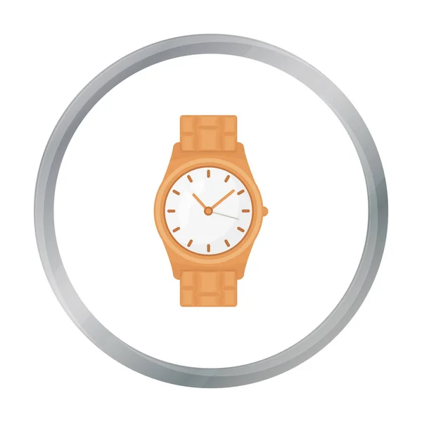 Icono de reloj dorado en estilo de dibujos animados aislado sobre fondo blanco. Joyería y accesorios símbolo stock vector ilustración . — Vector de stock