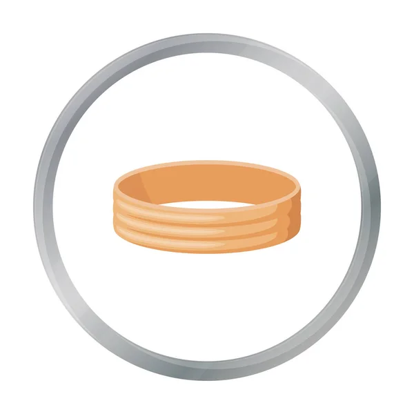 Icono de anillo dorado en estilo de dibujos animados aislado sobre fondo blanco. Joyería y accesorios símbolo stock vector ilustración . — Vector de stock
