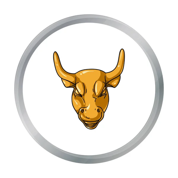 Gouden Charging Bull pictogram in cartoon stijl geïsoleerd op een witte achtergrond. Geld en Financiën symbool voorraad vectorillustratie. — Stockvector