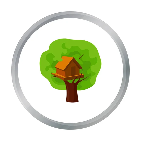 Icône de maison de l'arbre dans le style dessin animé isolé sur fond blanc. Jouer jardin symbole illustration vectorielle de stock . — Image vectorielle