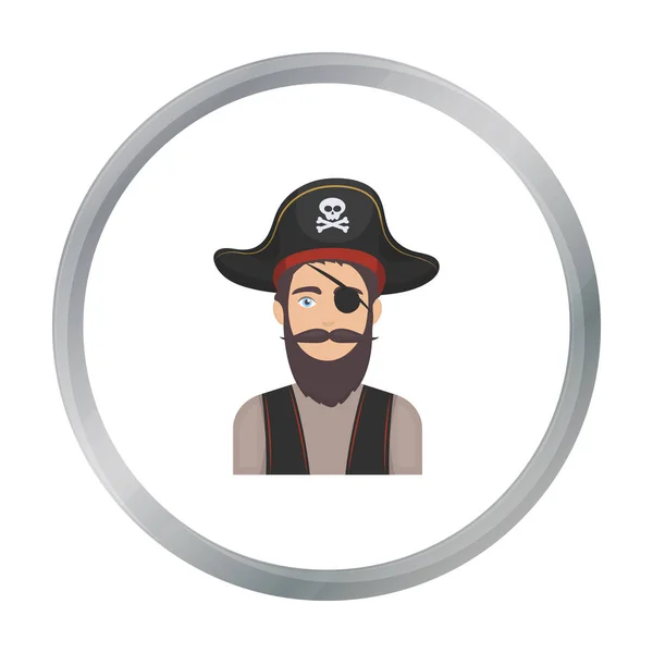 Pirate with eye patch icon in cartoon style isolated on white background. Pirates symbol stock vector illustration. — Stock Vector