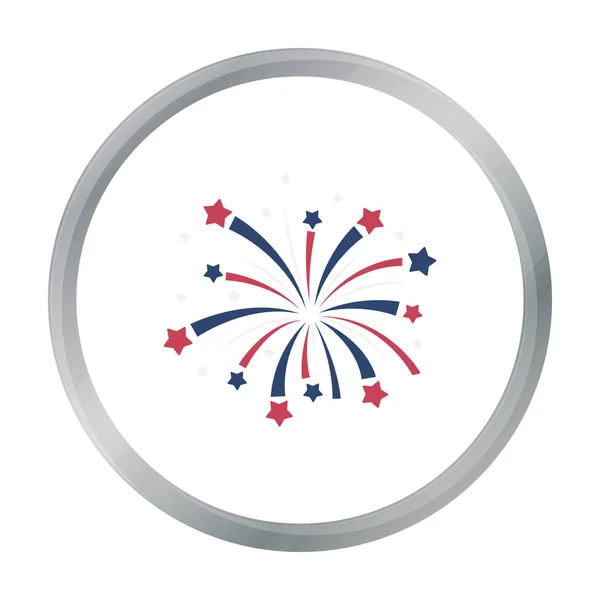 Patriotiska fyrverkerier ikonen i tecknad stil isolerad på vit bakgrund. Patriot dag symbol lager vektorillustration. — Stock vektor