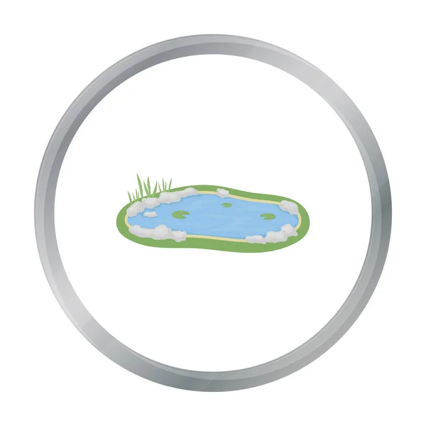 Pond icon in cartoon style isolated on white background. Park symbol stock vector illustration. — Stock Vector