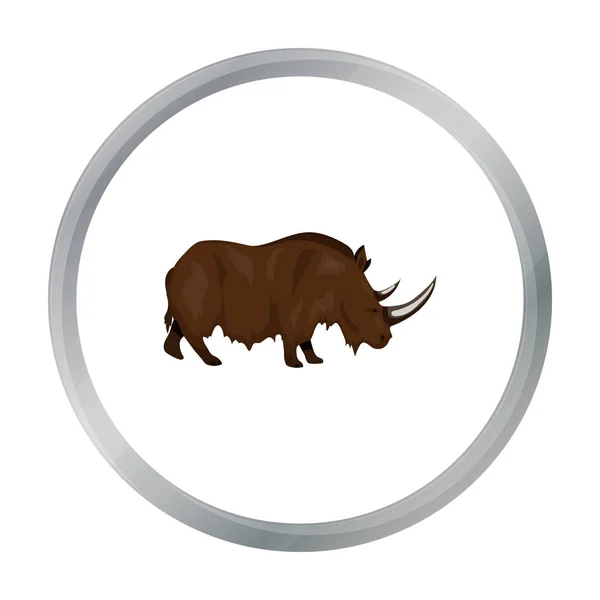 Icône de rhinocéros laineux en style dessin animé isolé sur fond blanc. Illustration vectorielle de l'âge de pierre . — Image vectorielle