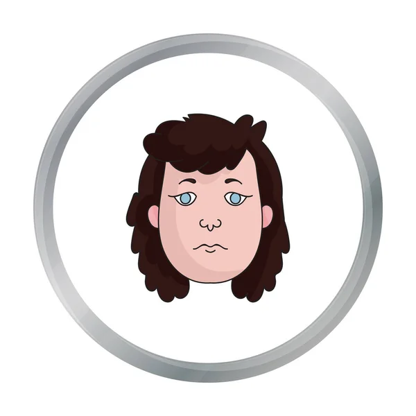 Jeskynní žena tvář ikona v karikatuře stylu izolovaných na bílém pozadí. Doba kamenná symbol akcií vektorové ilustrace. — Stockový vektor