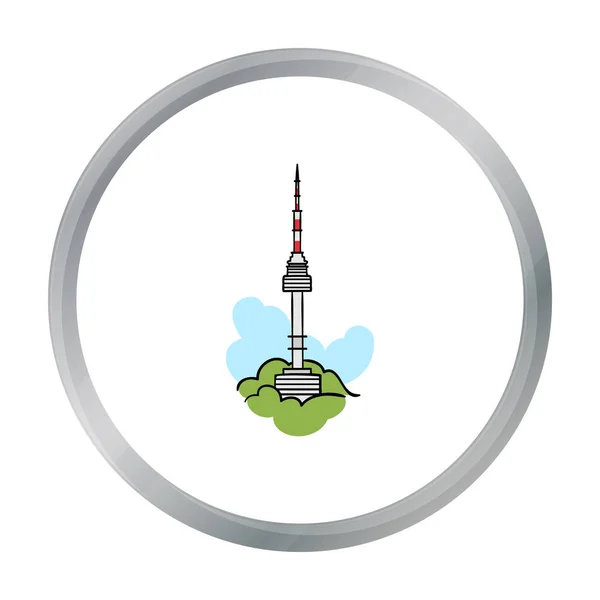 Icono de torre de Seúl en estilo de dibujos animados aislado sobre fondo blanco. Corea del Sur símbolo stock vector ilustración . — Vector de stock