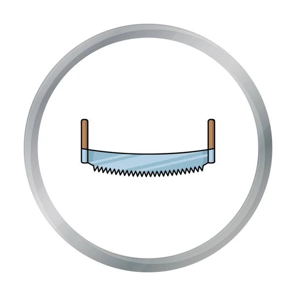 Zwei-Mann-Säge-Symbol im Cartoon-Stil isoliert auf weißem Hintergrund. Sägewerk und Holzsymbol Aktienvektor Illustration. — Stockvektor