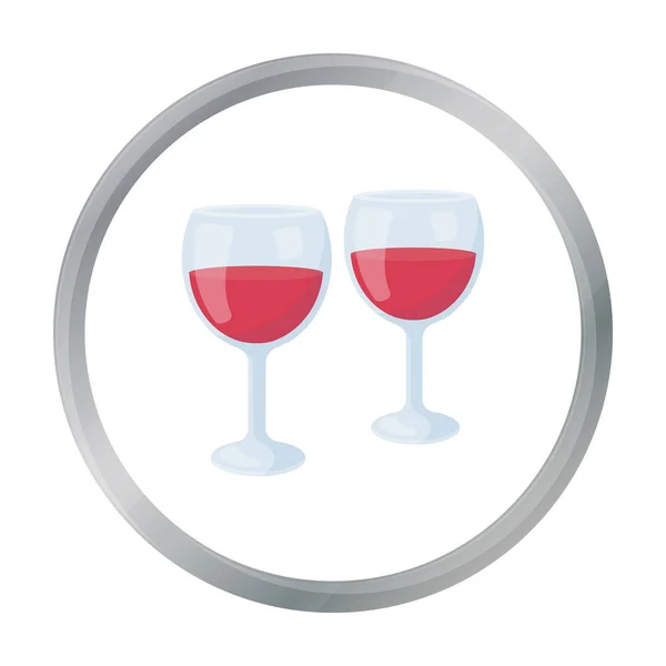 ワイングラスは、白い背景で隔離の漫画スタイルのアイコン。ロマンチックな象徴株式ベクトル図. — ストックベクタ