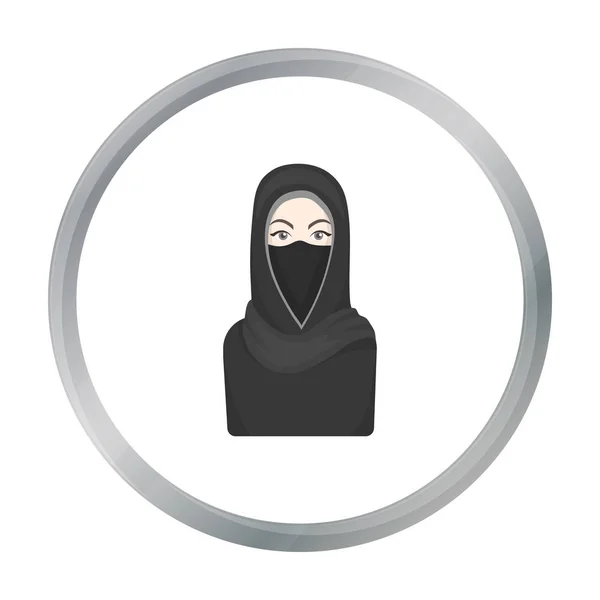 Ícone Niqab em estilo cartoon isolado no fundo branco. Religião símbolo estoque vetor ilustração . —  Vetores de Stock