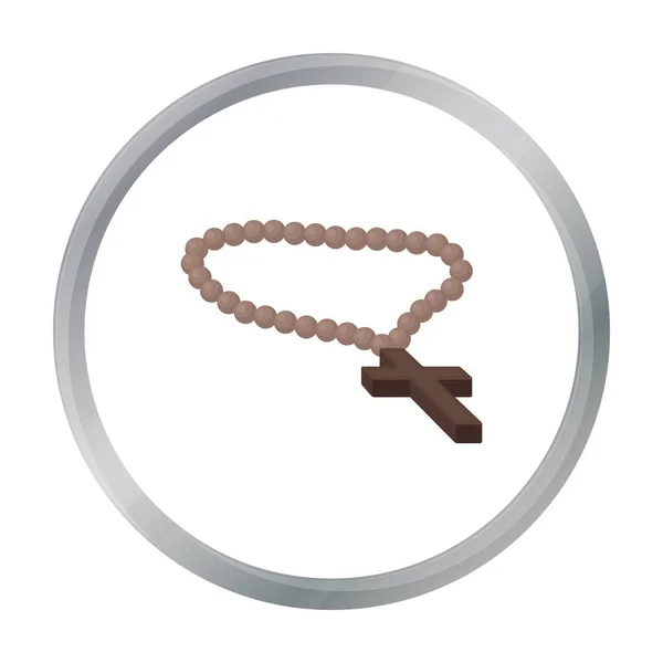 Icono cristiano del rosario en estilo de dibujos animados aislado sobre fondo blanco. Religión símbolo stock vector ilustración . — Archivo Imágenes Vectoriales