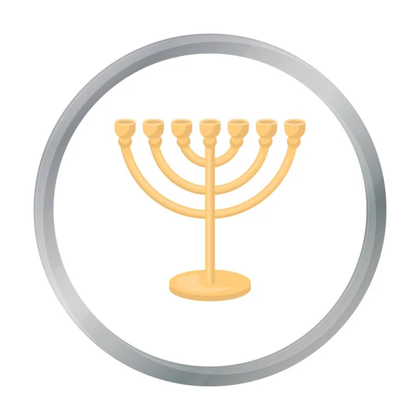 Icône Menorah dans le style de dessin animé isolé sur fond blanc. Illustration vectorielle du symbole religieux . — Image vectorielle