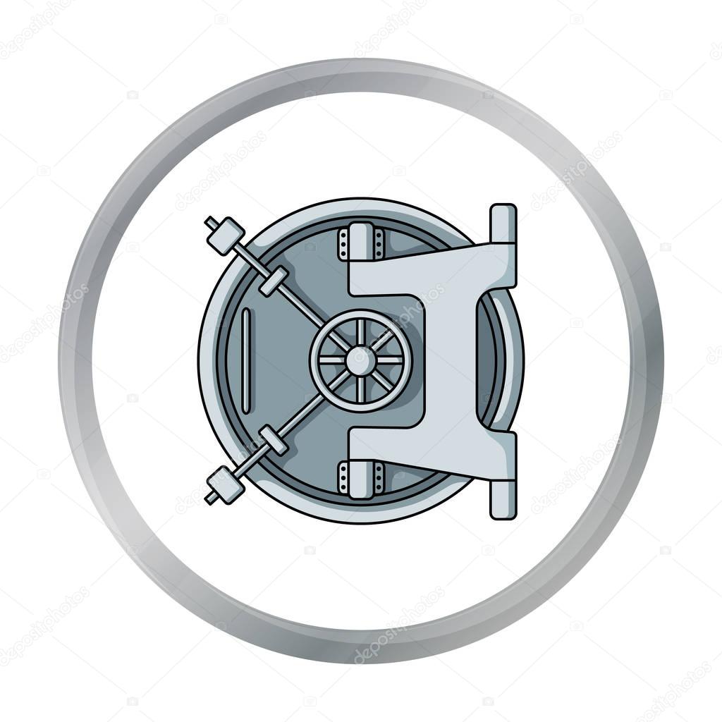 Bank vault icon in cartoon style isolated on white background. Money and finance symbol stock vector illustration.