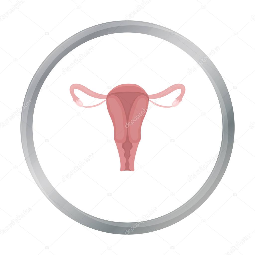 Uterus icon in cartoon style isolated on white background. Organs symbol stock vector illustration.