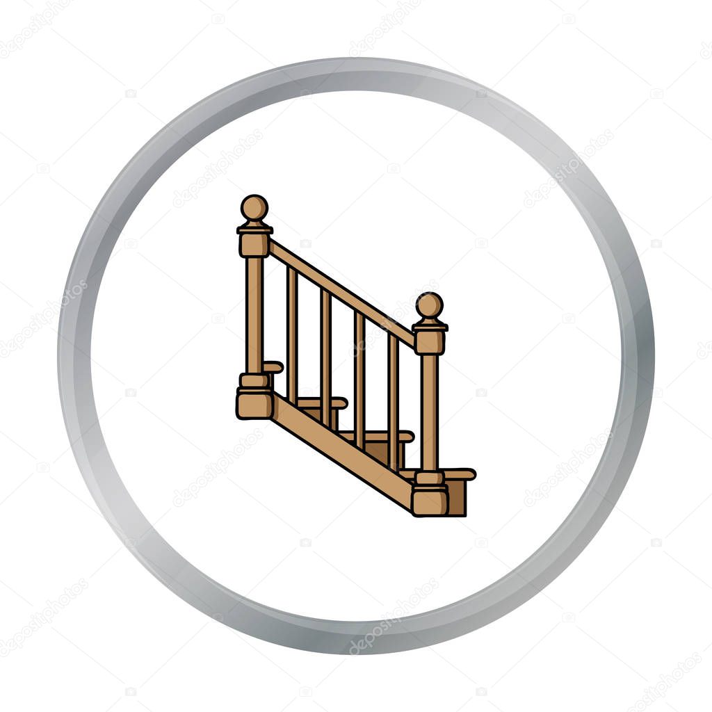 Stairs icon in cartoon style isolated on white background. Sawmill and timber symbol vector illustration.
